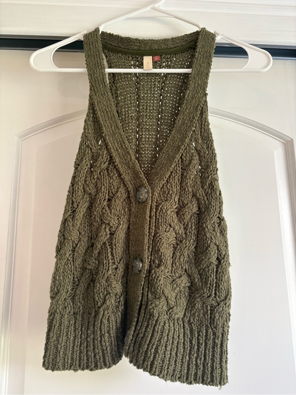 Pilcro Cable Knit Button-Front Sweater Vest